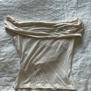 Reformation Cream Off-Shoulder Blouse